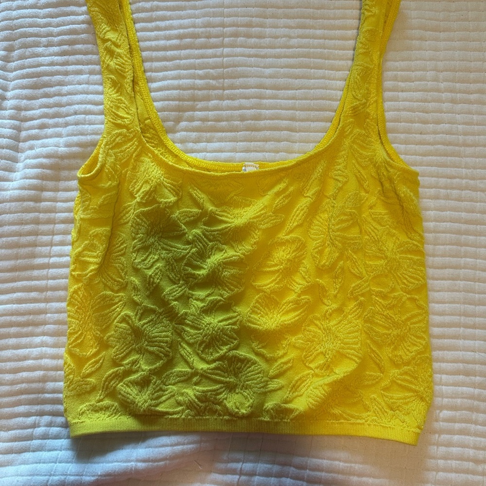 Anthropologie Yellow Sleeveless Crop Tank Top